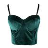 ELLACCI Velvet Soft Push-Up Bustier Crop Top Women's Corset Bra, Green, Medium view 2