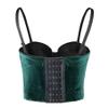 ELLACCI Velvet Soft Push-Up Bustier Crop Top Women's Corset Bra, Green, Medium view 3