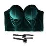ELLACCI Velvet Soft Push-Up Bustier Crop Top Women's Corset Bra, Green, Medium view 4
