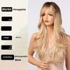 Honygebia Blonde Wig with Bangs, Ombre Blonde, Long Wavy Synthetic Hair view 3