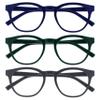 OPULIZE BLU Blue-Light-Filter Reading Glasses for Women and Men, Round Frame, 3-Pack, +3.50 view 1