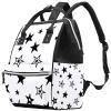 Diaper Bag with White Stars and Red Pattern, Large-Capacity Baby Backpack view 1