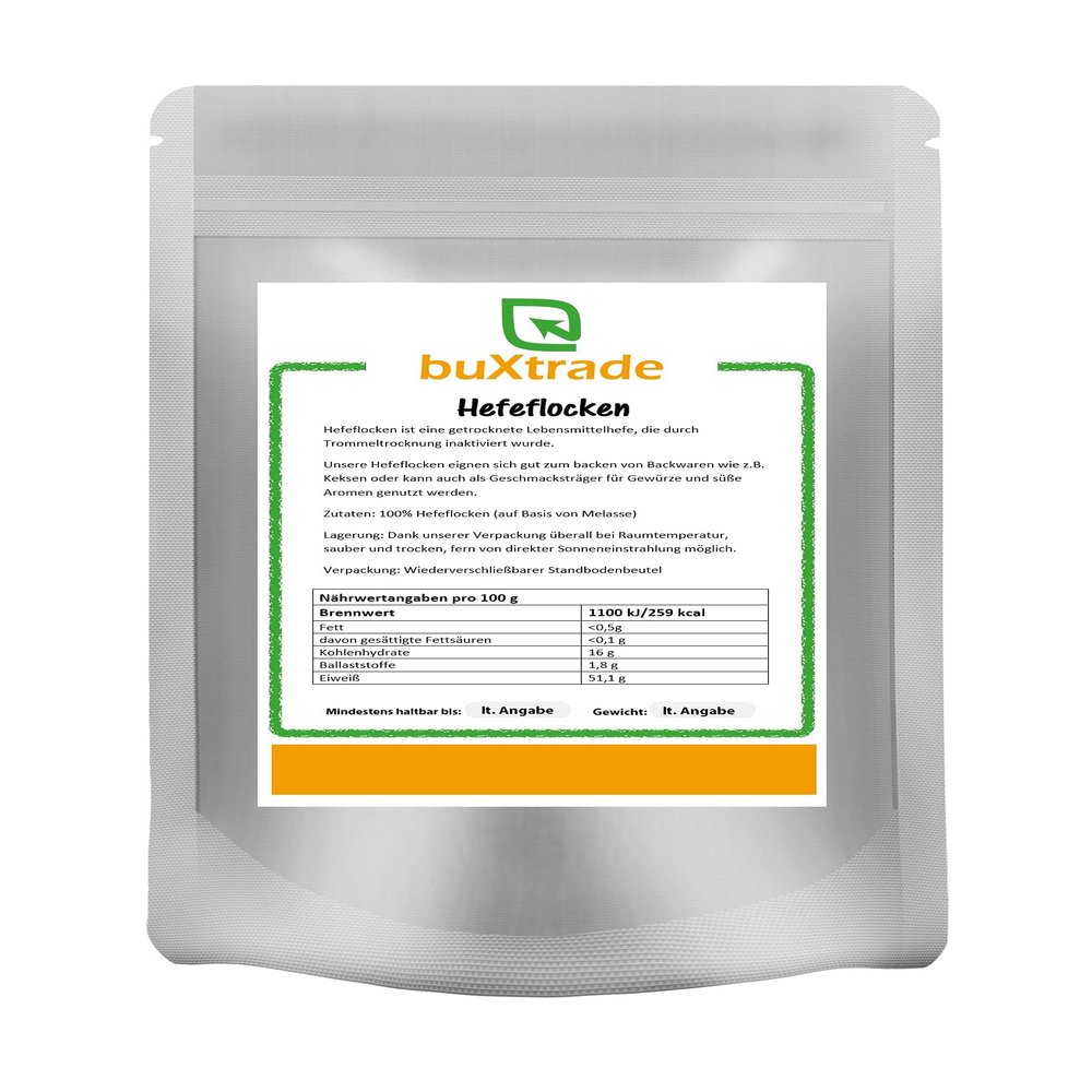 Buxtrade Nutritional Yeast Flakes, Dried, Molasses-Based, Pure, Various Quantities (10 kg)