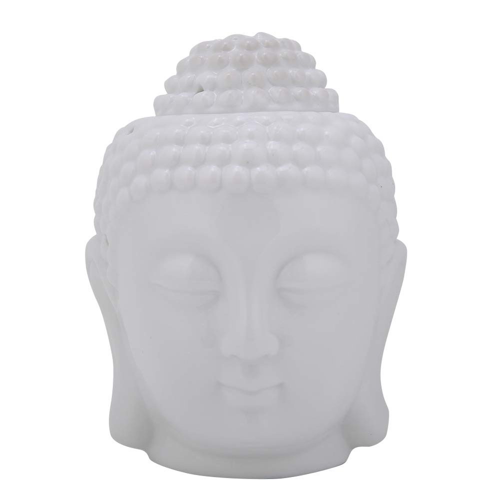 White Ceramic Buddha Head Essential Oil Burner and Aroma Diffuser