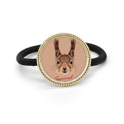 Little Brown Long Ears Squirrel Hair Tie, Silver-Colored Metal