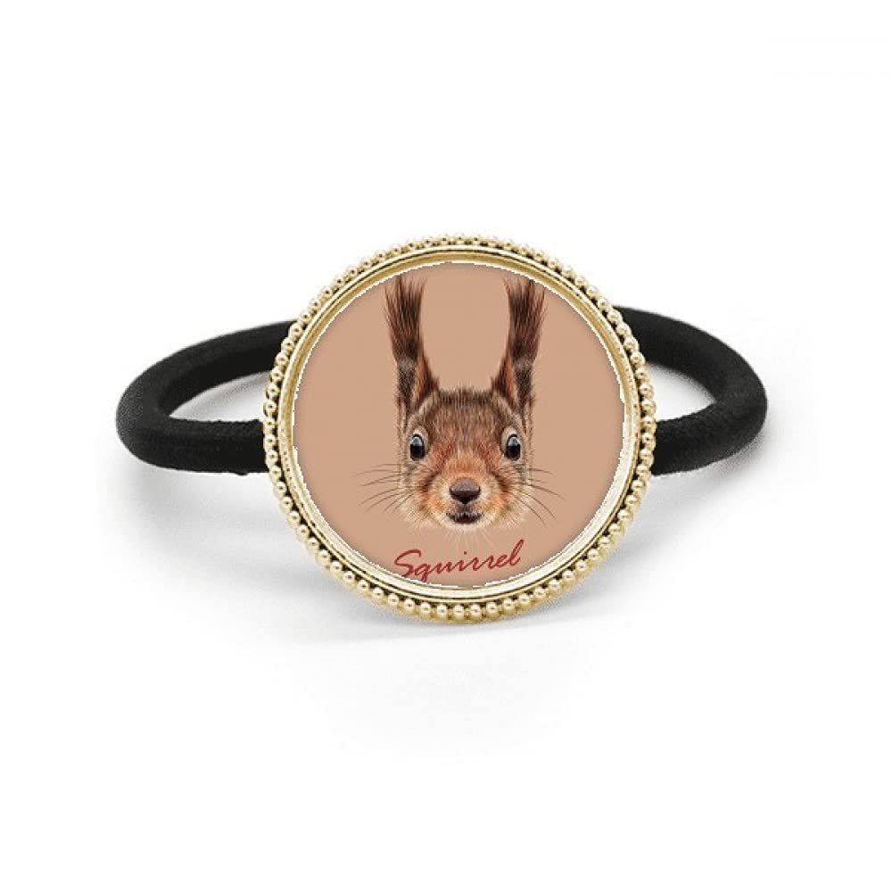 Little Brown Long Ears Squirrel Hair Tie, Silver-Colored Metal
