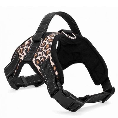 Nylon Dog Harness and Collar, Leopard Print, XS–XL
