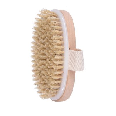 YUNHOME Back Scrubber Body Brush, Bamboo Bath Brush with Mixed Horsehair Bristles, Massage Shower Brush, 12 x 6.4 x 3.3 cm