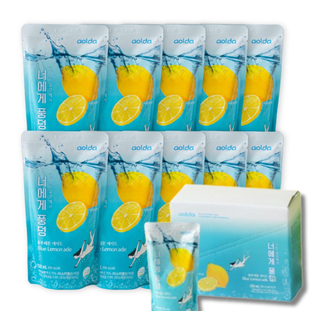 AOLDA Korean Pouch Drink 230 ml x 10-Pack, Blue Lemon