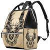 Diaper Backpack with Deer, Flowers, and Mandala Design view 1