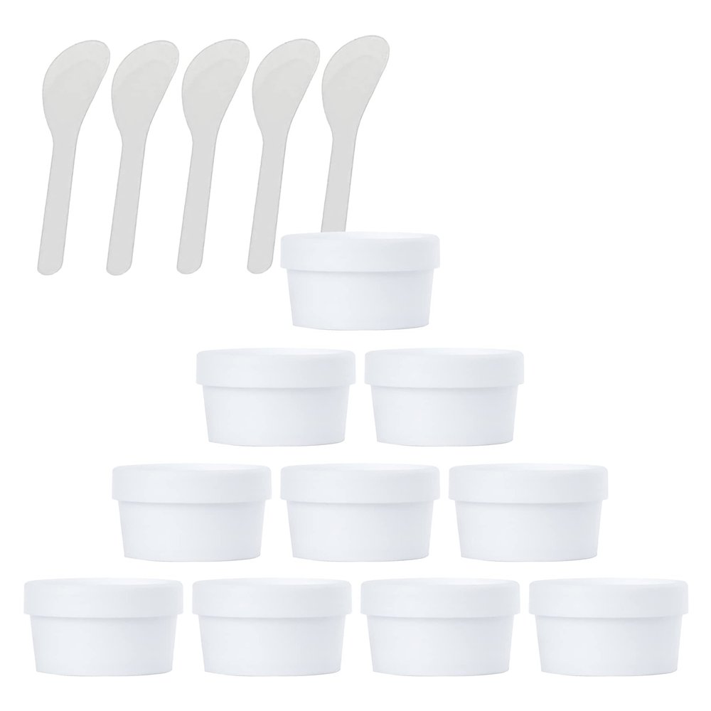 TIANZD 10-Pack 50 mL Black Empty Cosmetic Jars with Lids and 5 Spatulas
