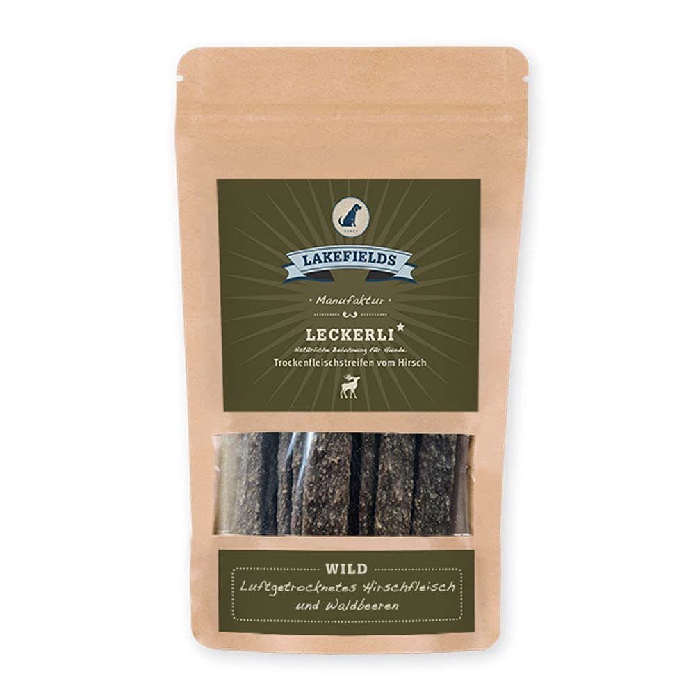Lakefields MANUFAKTUR Dried Venison Strips Dog Treats, 150 g, Size: 8 x 150 g
