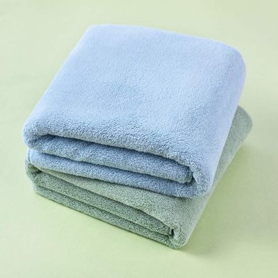 WYRKYP Super-Soft Baby Bath Towel Set, Pure Natural, 2-Pack, 35.4 x 29.5 in, Blue/Green