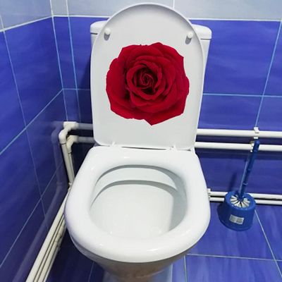 SHMAZ Red Rose Toilet Lid Sticker, Romantic Wall Decal