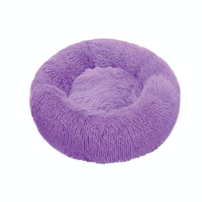 Round Soft Plush Cat Bed House, 40 cm, Purple