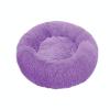 Round Soft Plush Cat Bed House, 40 cm, Purple view 1