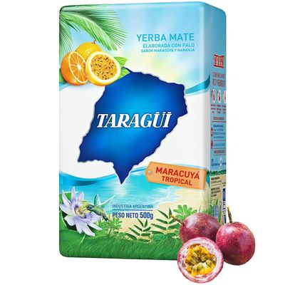 Taragui Yerba Mate Tea Maracuya Tropical 500 g | Argentine Mate Tea | Aged 12 Months | Detox and Energy Drink