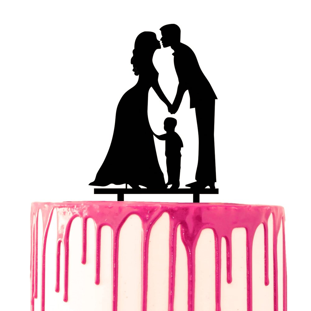 CARISPIBET Wedding Cake Topper with Kissing Bride and Groom and Child