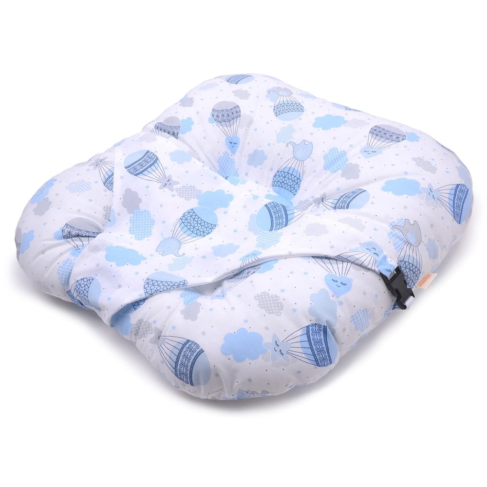 PEKITAS Baby Nest Cushion, 55 x 55 cm, Blue Balloon Design