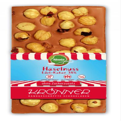 Krönner Stevia Milk Chocolate 38% with Hazelnuts