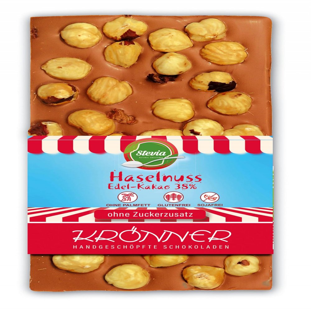 Krönner Stevia Milk Chocolate 38% with Hazelnuts