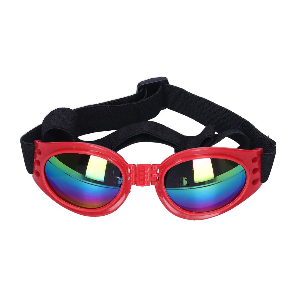 Small Dog Sunglasses, Foldable UV Protection Glasses for Medium and Large Dogs (Red)