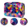 Geometric Cosmetic Bag for Women and Girls, Zipper Closure, Black view 2