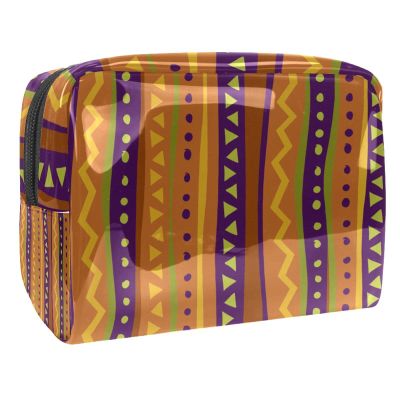 Women's Cosmetic Bag with Pineapple and Geometric Design, Waterproof, Spacious Makeup Travel Pouch