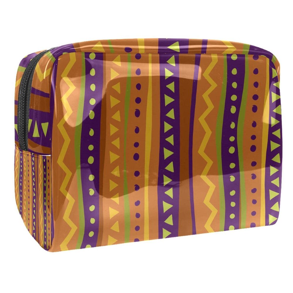Women's Cosmetic Bag with Pineapple and Geometric Design, Waterproof, Spacious Makeup Travel Pouch