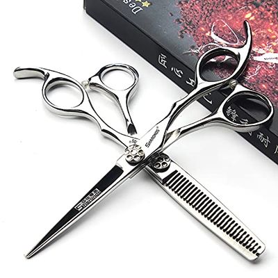 Professional Hairdressing Scissors Set, 6 in, 440C Stainless Steel, for Stylists and Home Use