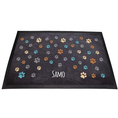 Personalized Paw Print Dog Feeding Mat | Washable | (Colorful Paws 1)