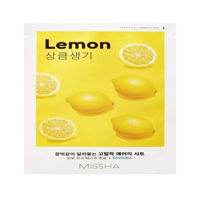 MISSHA Airy Fit Sheet Mask Lemon, Water Type, for Dry Skin, Hydrates, Reduces Age Spots, 1 pc