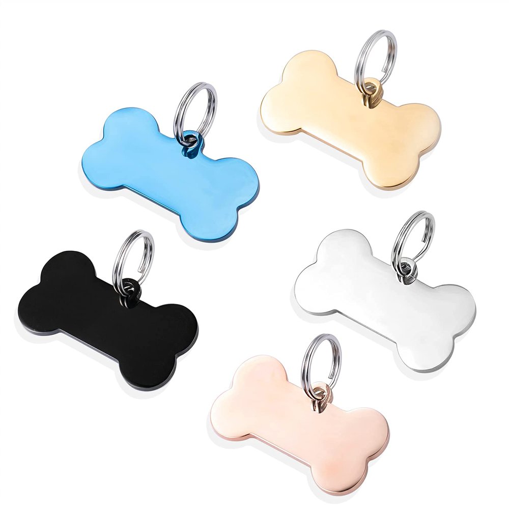 Personalized Engraved Bone-Shaped Pet ID Tag, Black