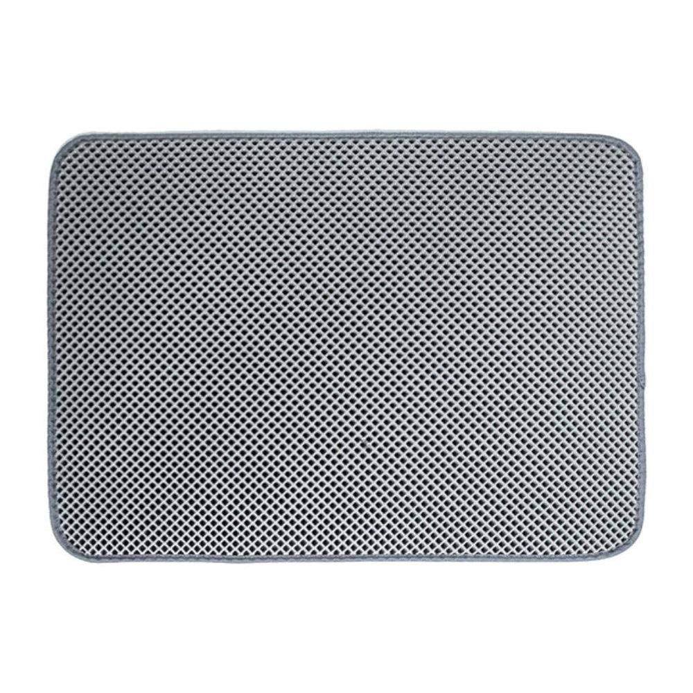 Pet Cat Litter Mat, Double-Layer EVA, Non-Slip, Foldable, Waterproof, Gray, 55 x 70 cm