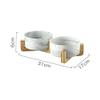 SP SEMPRE+ Ceramic Dog Bowls with Bamboo Holders, Double, 13.5 cm, White Marble view 2
