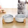 SP SEMPRE+ Ceramic Dog Bowls with Bamboo Holders, Double, 13.5 cm, White Marble view 3