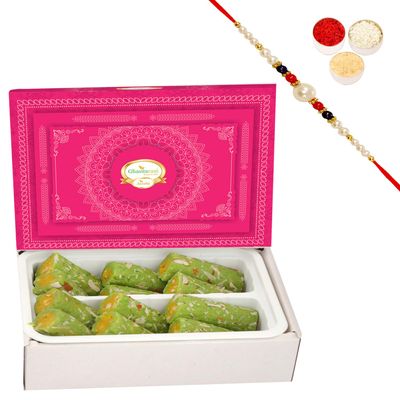 Ghasitaram Kaju Pista Roll Rakhi Gift for Brothers, 200 g