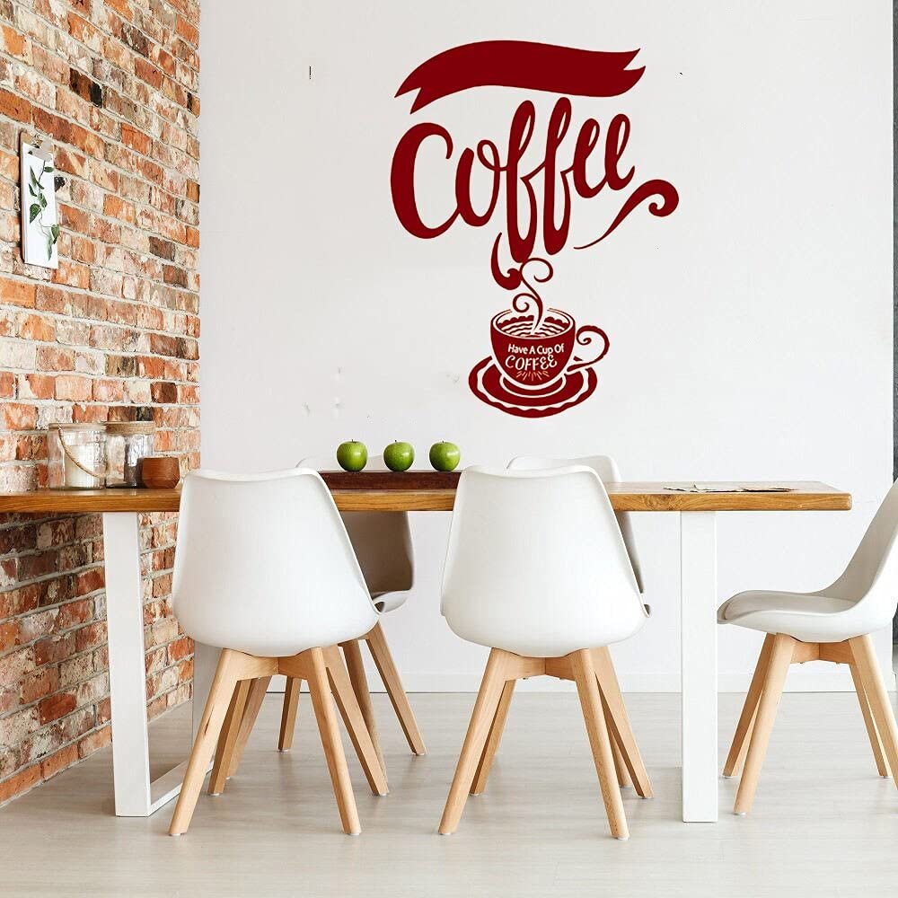 Coffee Shop Wall Stickers, Coffee Beans, Milk Tea and Cup Vinyl Decals, 57 x 74 cm