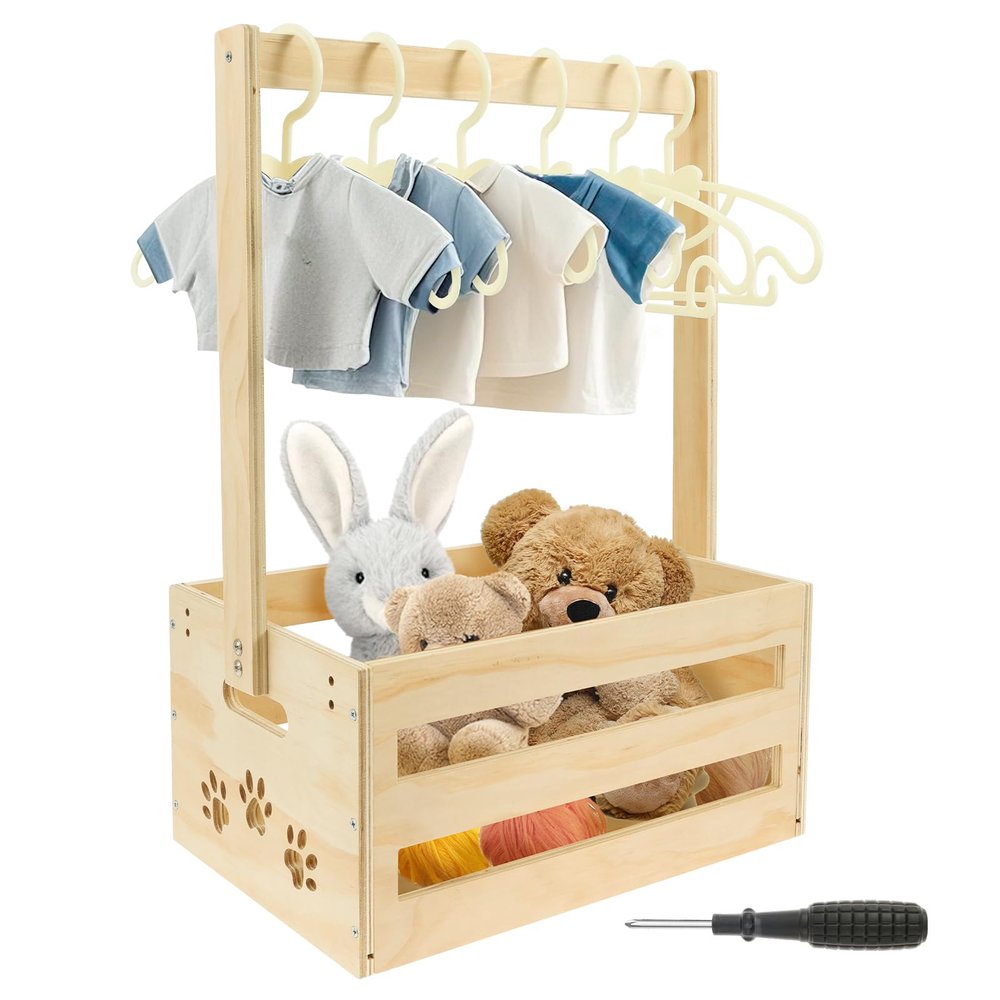 Wooden Baby Gift Basket with Handle and Hangers