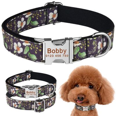 EUSFIYY Personalized Engraved Name Dog Collar, Adjustable Nylon Printed Collar, ID-XS (22–31 cm)
