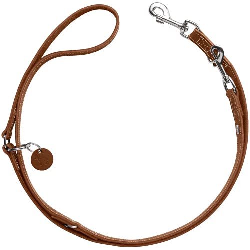 HUNTER AALBORG Adjustable Dog Leash, Cognac, 3-Way Adjustable, 20/200