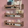 NATURE SUPPLIES Kids' Bookshelf, Set of 3, Montessori Wall Shelves, Dark Brown view 1
