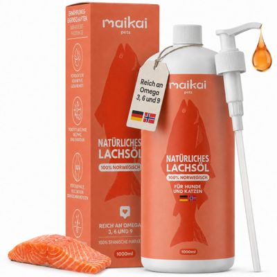 100% Natural Norwegian Salmon Oil for Dogs & Cats, 1 L – Maikai