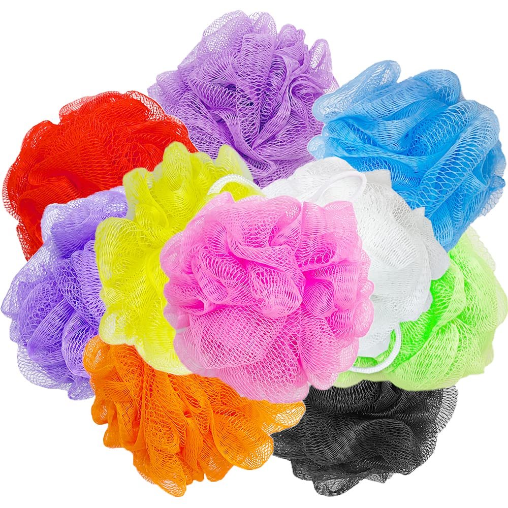 10-Pack Mesh Bath Sponges, Soft Loofah Scrubbers