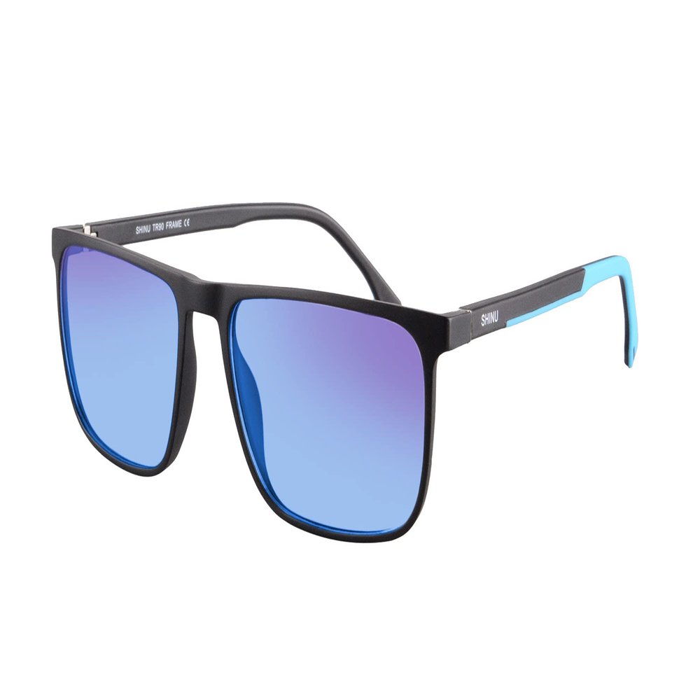 SHINU Full-Frame Color Blindness Correction Glasses, Unisex, CB078 (C2, Black/Blue)