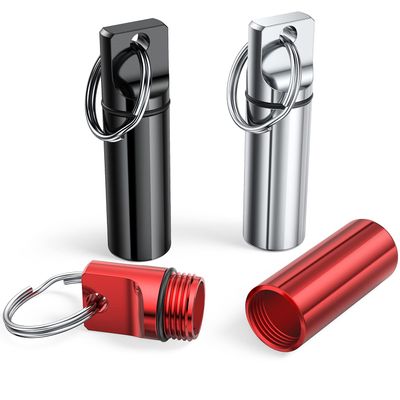 Aluminum Alloy Pill Cases, 3-Pack with Keychains