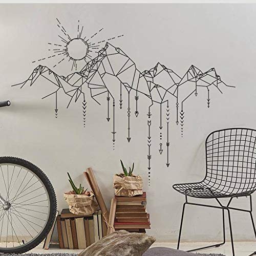 Zdklfm69 Geometric Mountain Wall Sticker with Sun Arrows, 103 x 76 cm
