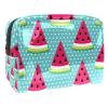 Watermelon-Pattern Cosmetic Bag, Yellow Background, Zippered Travel Organizer for Women and Girls view 1