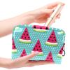 Watermelon-Pattern Cosmetic Bag, Yellow Background, Zippered Travel Organizer for Women and Girls view 4