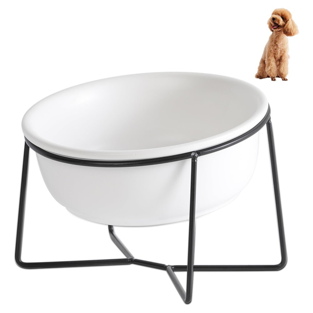 Elevated Ceramic Dog Bowl with Stand, Double Bowl, 530 ml